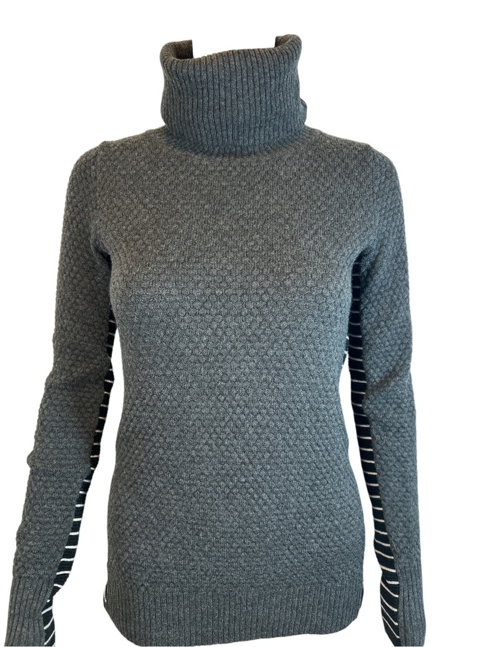 Athleta Merino Wool Marina Charcoal Gray Ribbed Turtleneck Sweater size S - Picture 2 of 4
